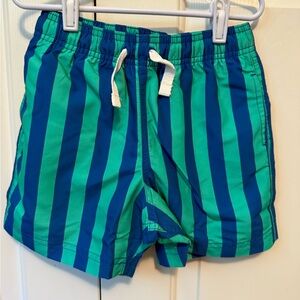 Hanna Andersson Striped Blue and Green Kids Swim Trunks